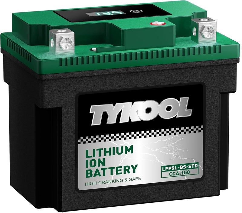 TYKOOL YTX5L-BS YTZ7S 2X Cranking Amps 150A, Lithium LiFePO4 Motorcycle Battery,12.8V 3Ah, Digital Readout, Fits for ATV, Moped - Image 2